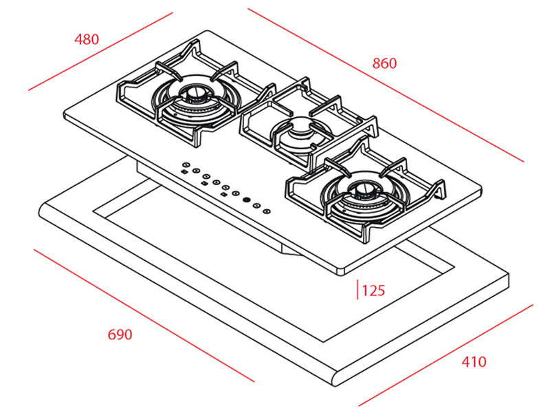 Bếp gas âm Teka GT Lux 86 3G AI AL (3 bếp)