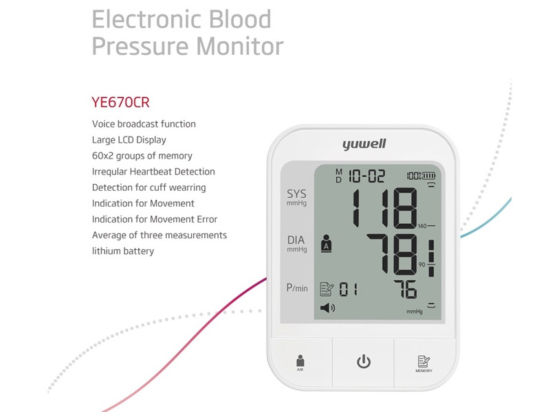 Máy đo huyết áp điện tử Yuwell YE670CR