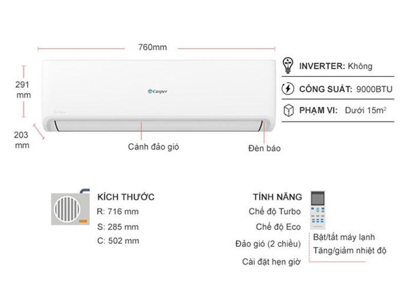 Điều hòa 1 chiều Casper 12000 BTU SC-12FS33
