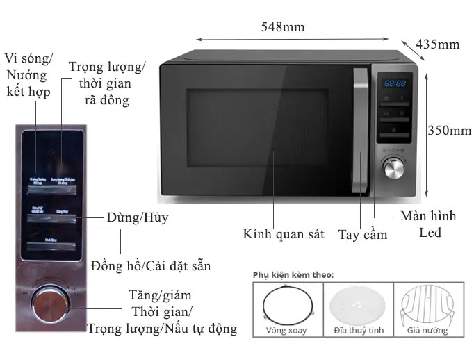 Lò vi sóng điện tử có nướng 25 lít Roler RM-3236A