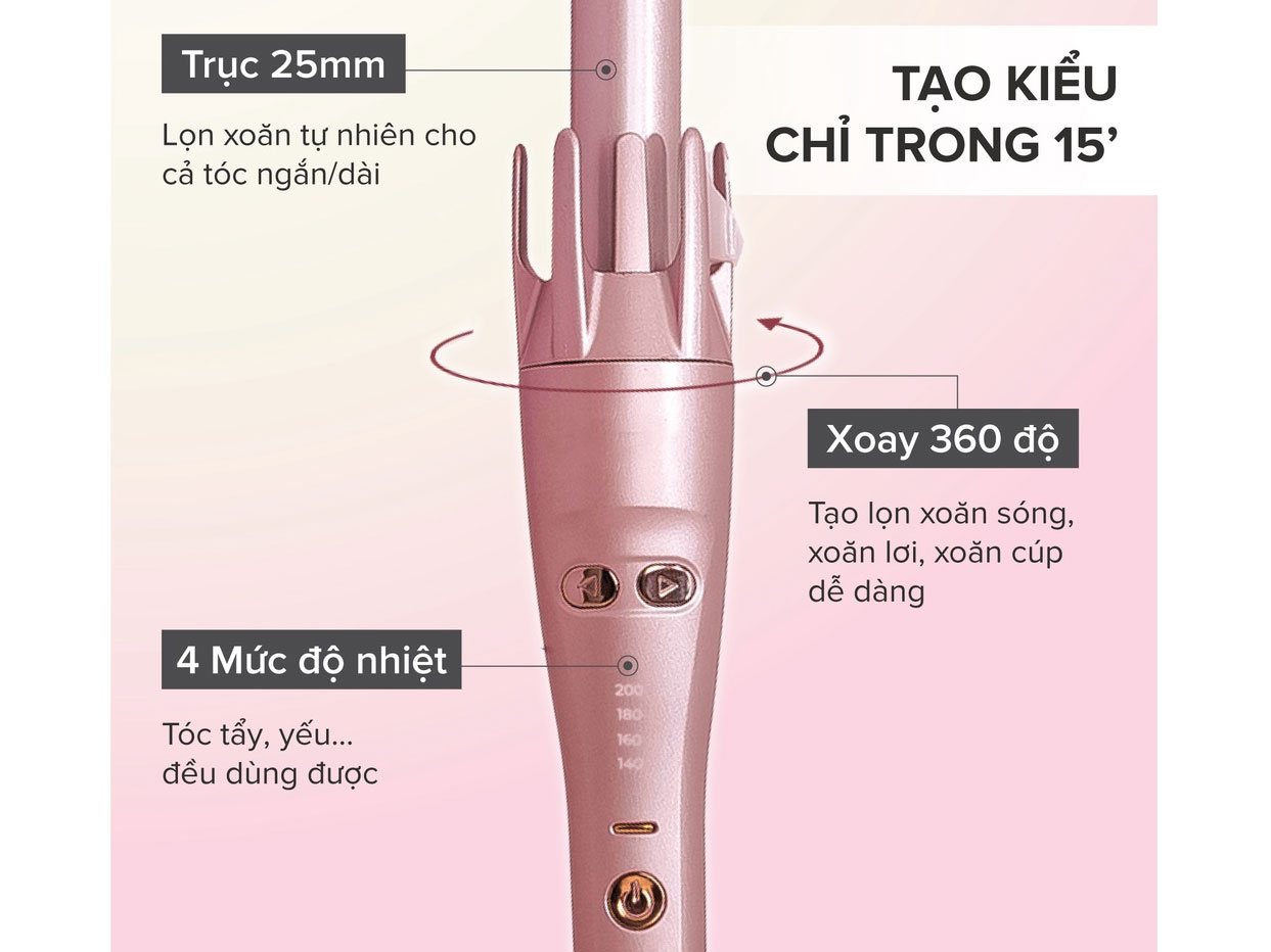 Máy uốn tóc tự xoay ion âm Maxcare InstaGlam (Hair InstaGlam)