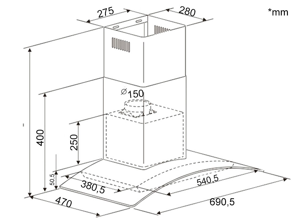 Máy hút mùi Dann DA70E
