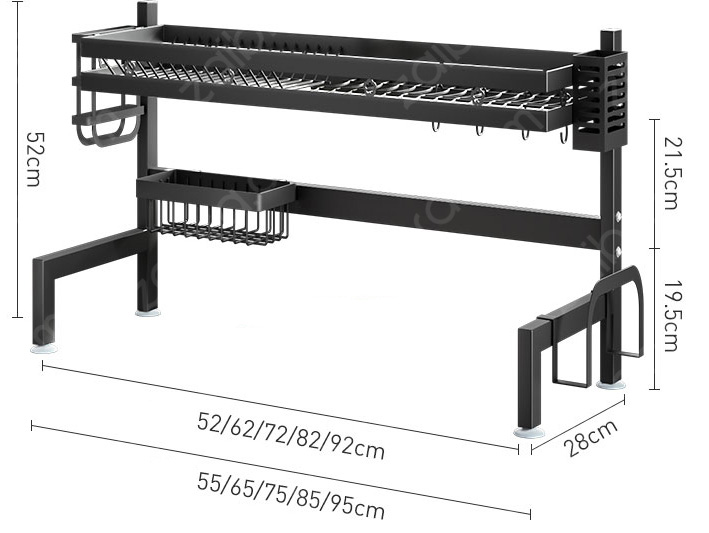 Kệ bát sơn đen chống khuẩn cao cấp 1 tầng 95cm Zaibra CB095T1