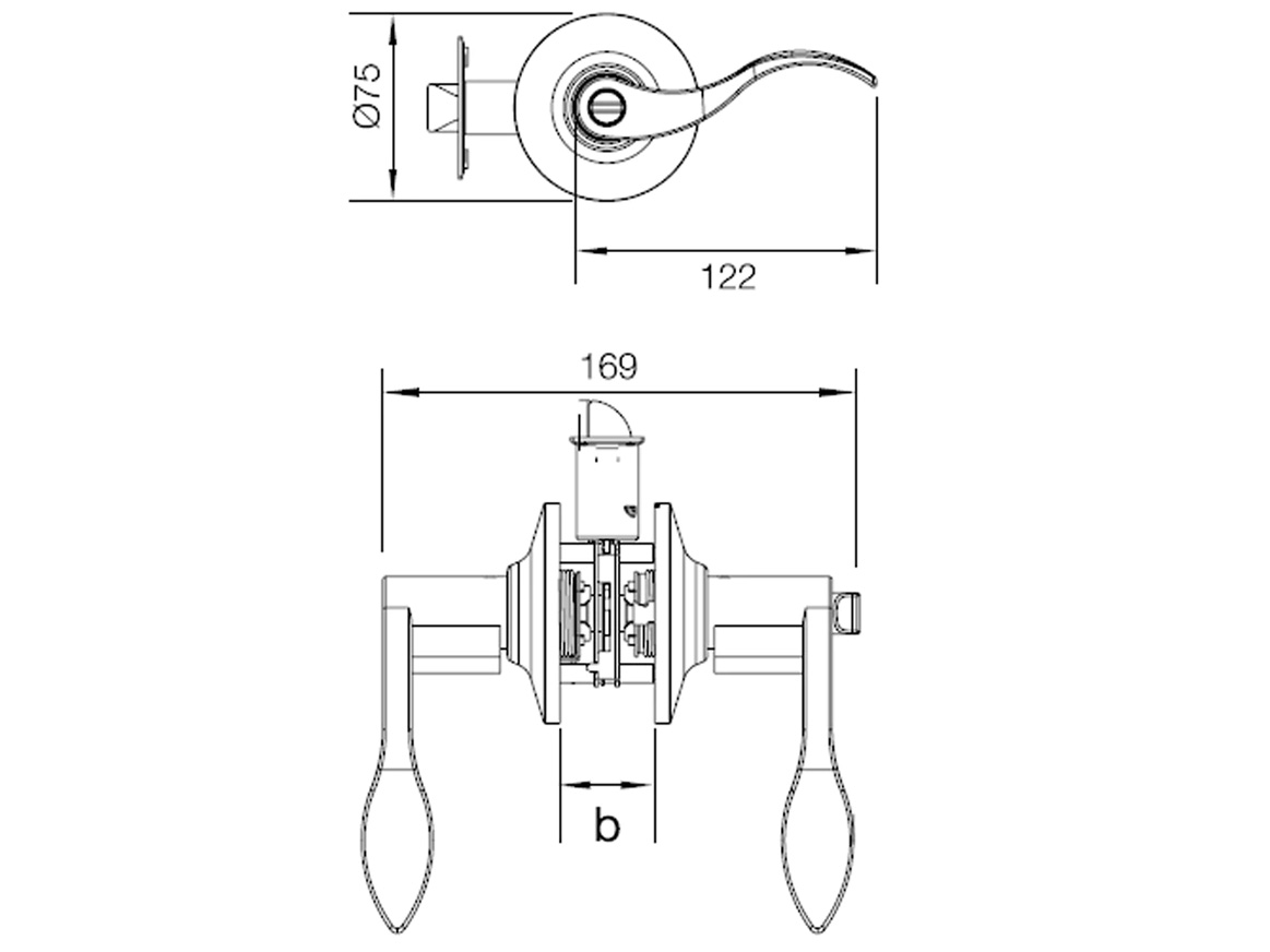 Bộ khóa tay nắm gạt cửa đi Hafele 489.10.195