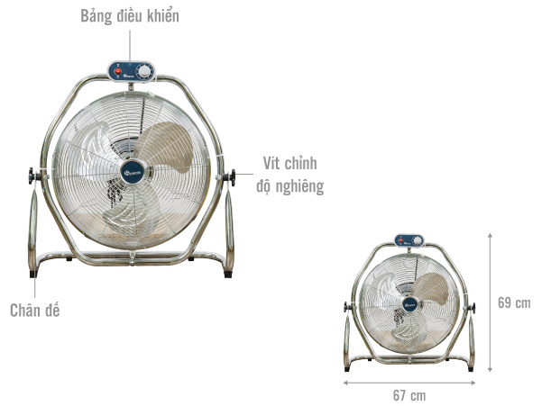 Quạt sàn công nghiệp Sowun SW 821 (công suất 128w, 4 tốc độ, sải cánh 45cm)