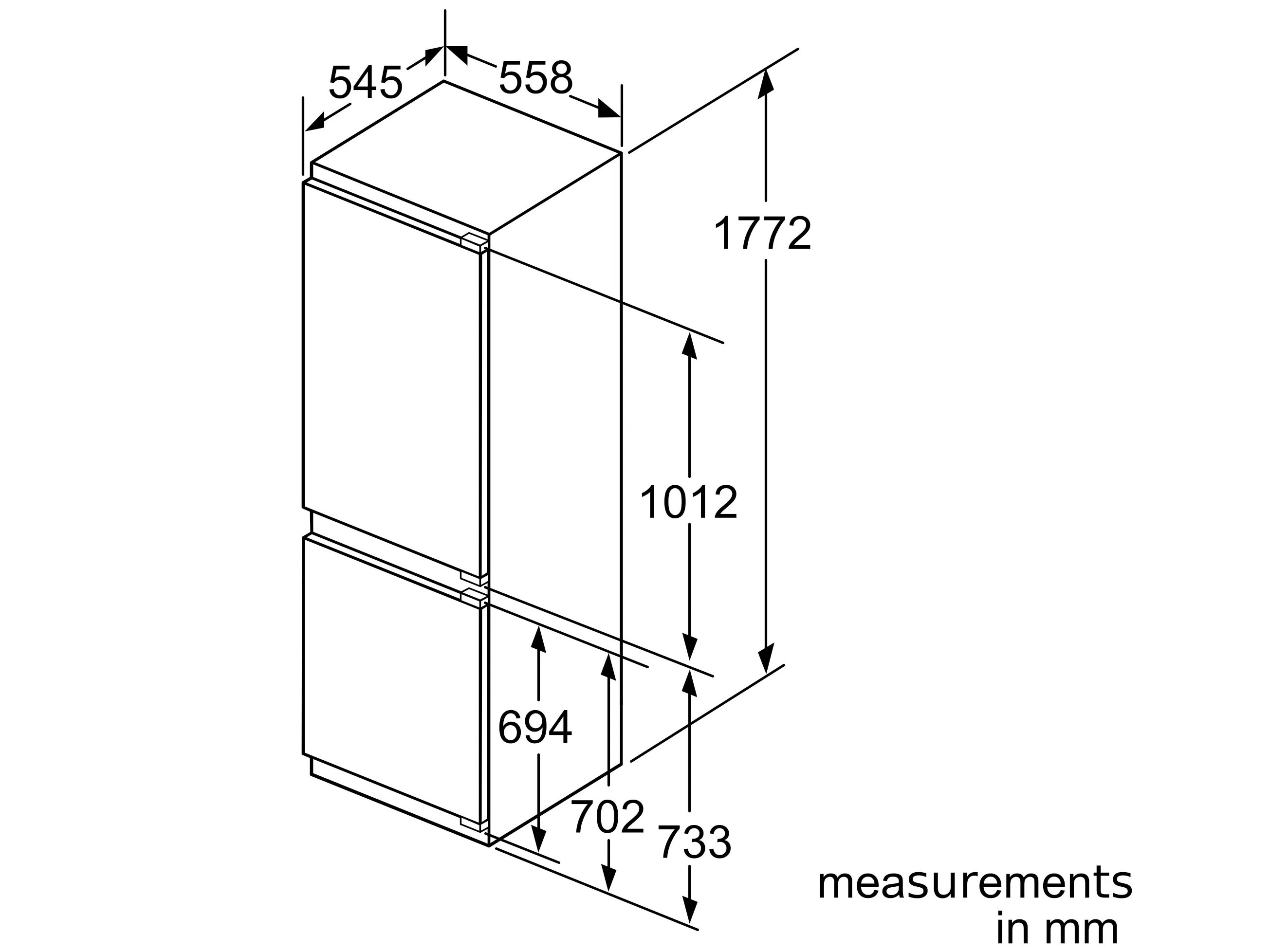 Tủ lạnh âm tủ Bosch KIN86AF30O - 187 lít