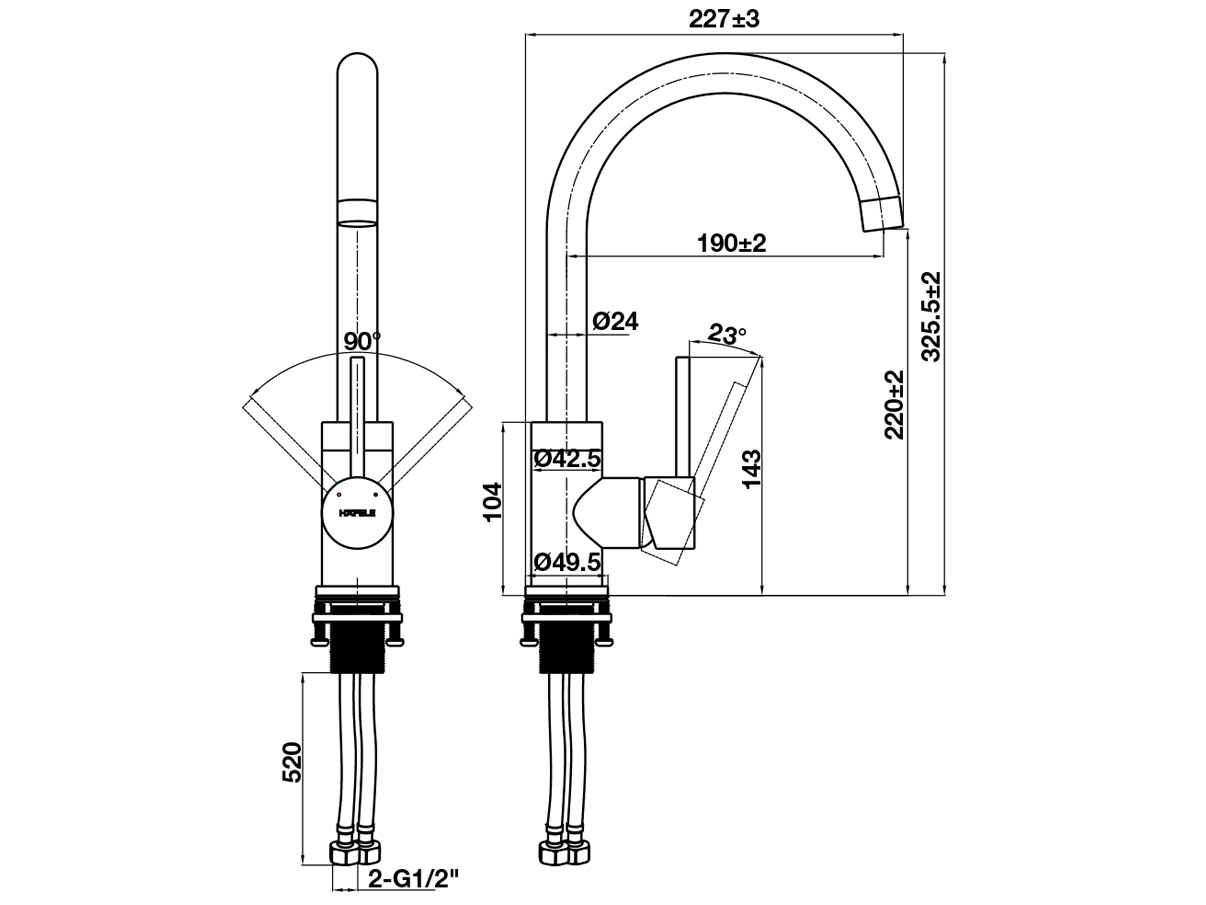 Vòi rửa bát nóng lạnh Hafele HT21-CH1F220C