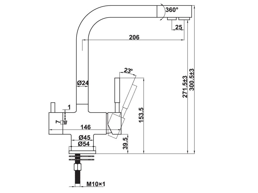 Vòi rửa bát nóng lạnh Hafele HT21-CH2F271/577.55.210