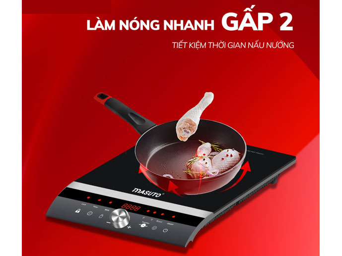 Bếp từ đơn Masuto MS-ID2000 (tặng 1 nồi inox kèm nắp kính 30cm)