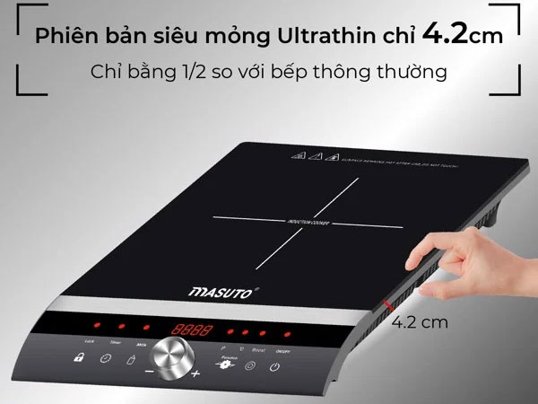 Bếp từ đơn Masuto MS-ID2000 (tặng 1 nồi inox kèm nắp kính 30cm)