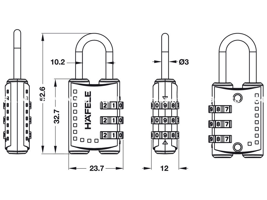 Khóa số Hafele 20301 / 482.09.005 màu cam
