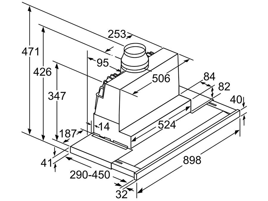 Máy hút mùi âm tủ Bosch DFS097J50B 90cm
