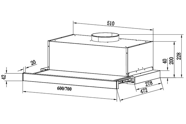 Máy hút mùi Tomate TOM 1151 - 70cm