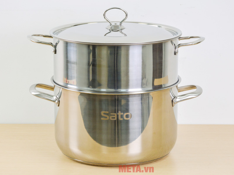 Bộ nồi inox 3 đáy Sato ST03-30H (Kèm xửng hấp)
