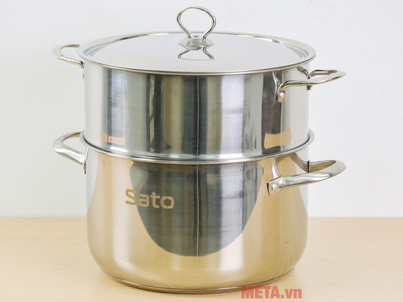 Bộ nồi inox 3 đáy Sato ST03-30H (Kèm xửng hấp)