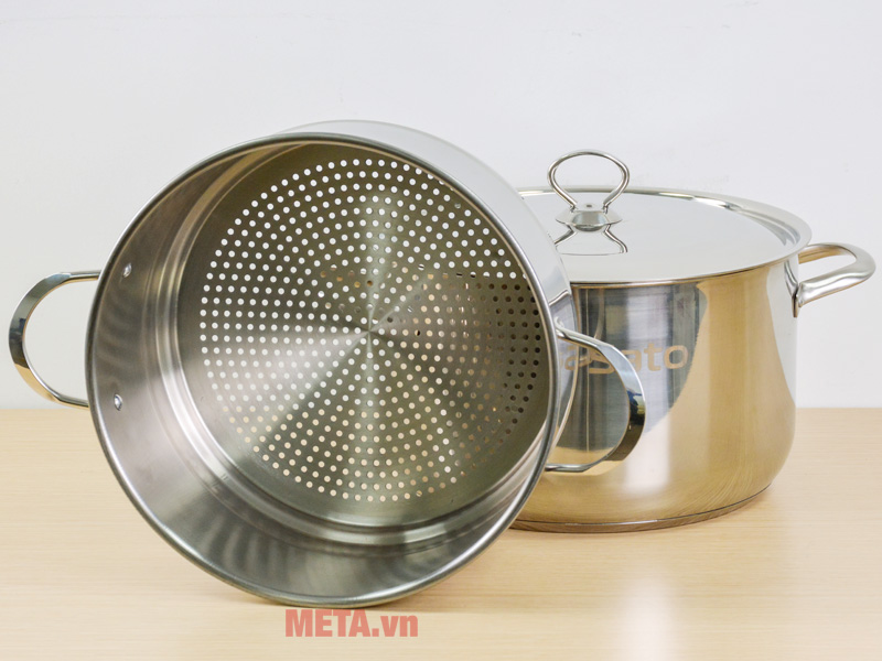 Bộ nồi inox 3 đáy Sato ST03-30H (Kèm xửng hấp)