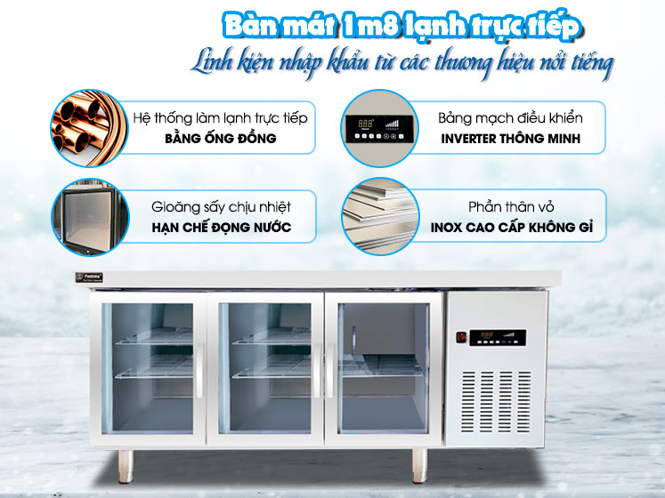 Bàn lạnh cánh kính Fushima 1.8m FSMDL BLCK 1.8