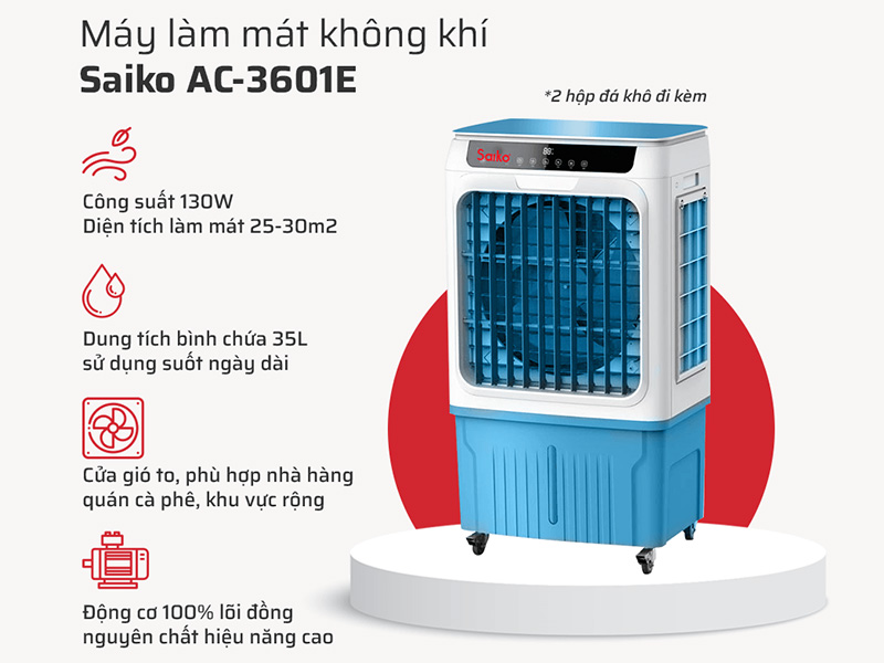 Máy làm mát không khí Saiko AC-3601E (35 lít)
