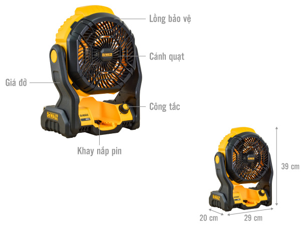 Quạt dùng pin Dewalt DCE512D2