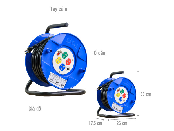 Ổ cắm kéo dài LiOA QT50-2-15A kiểu Rulo (Dành cho công trường)