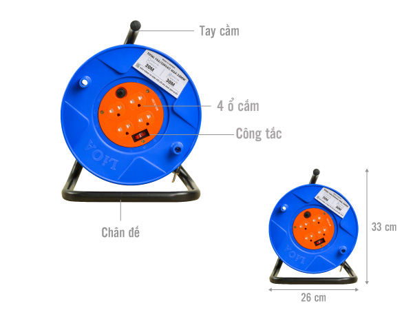 Ổ cắm kéo dài Lioa QT30-2-15A kiểu Rulo (Dành cho công trường)