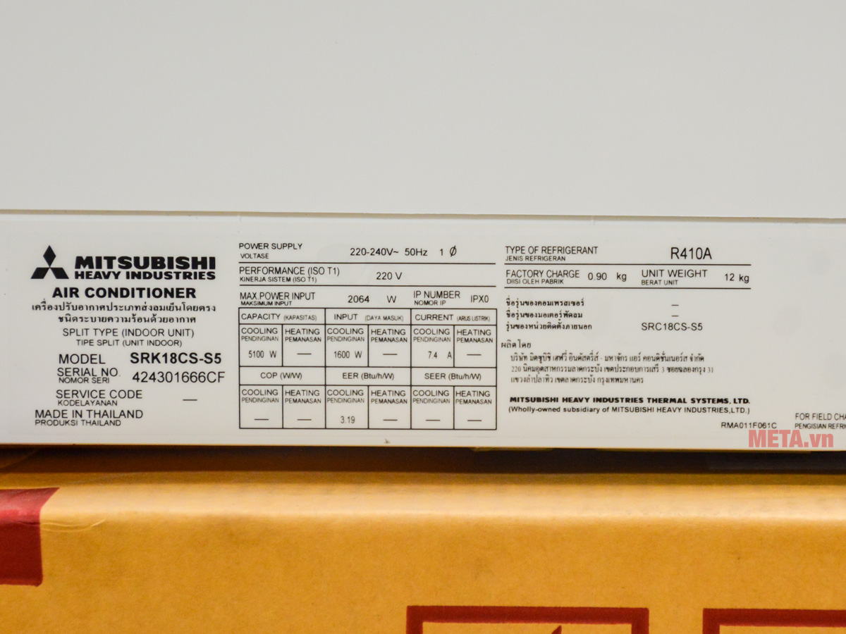 Điều hòa Mitsubishi Heavy 18.000BTU SRK/SRC 18CS-S5