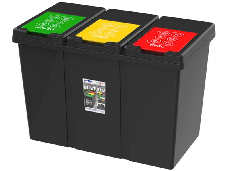 Thùng rác nắp lật Duy Tân 3 ngăn