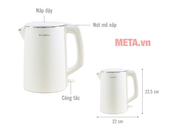 Bình đun siêu tốc Toshiba 1.5 lít KT-15DS1PV