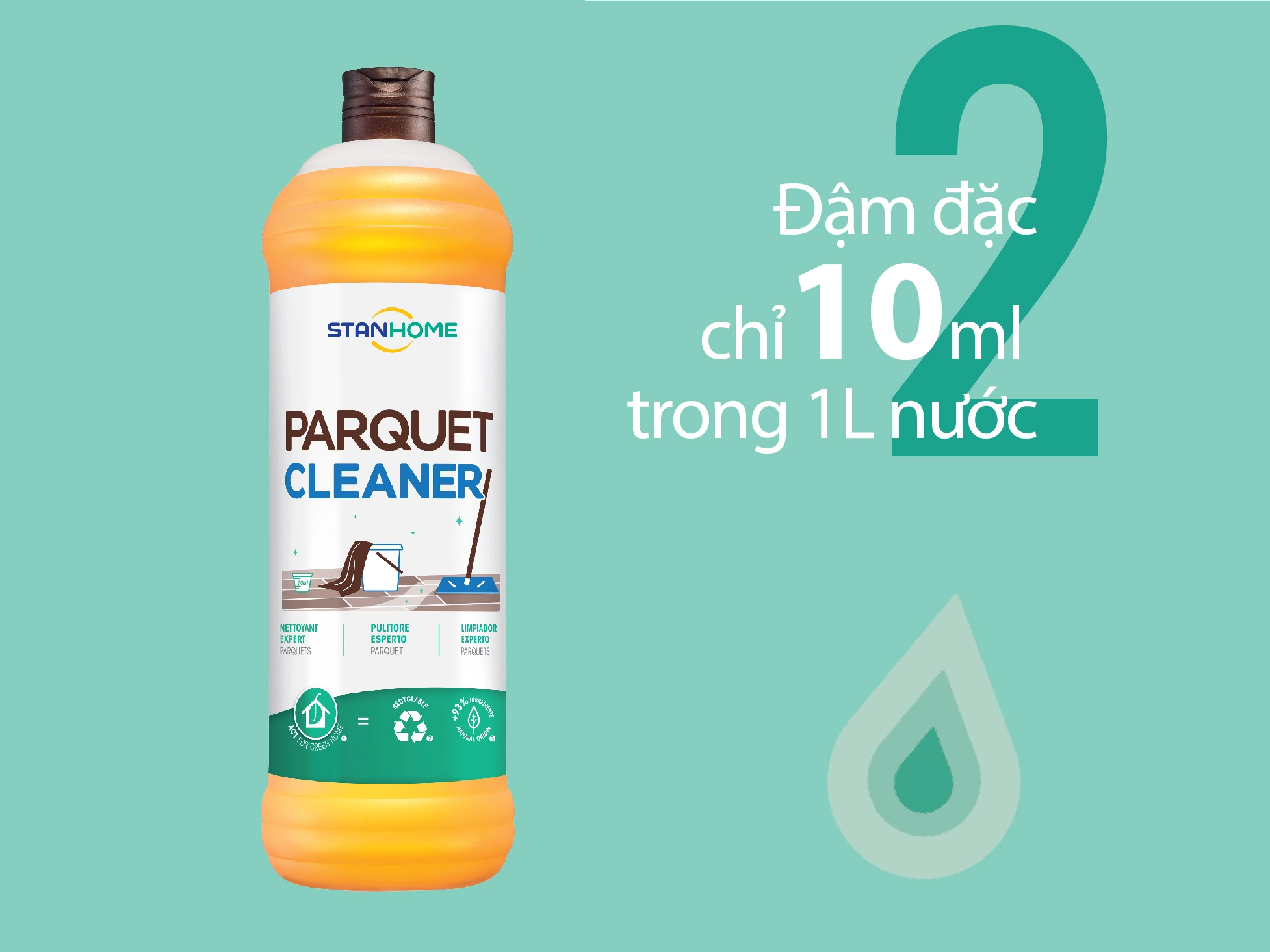 Nước lau sàn gỗ Stanhome Parquet Cleaner 1000ml