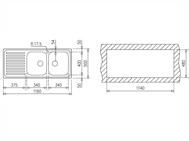 Chậu rửa inox Teka Classic 1160.500 2B.1D (2C.1E)