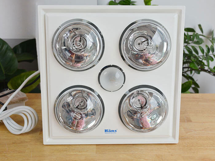 Đèn sưởi nhà tắm hồng ngoại Hans 4 bóng H4B (loại ốp âm)