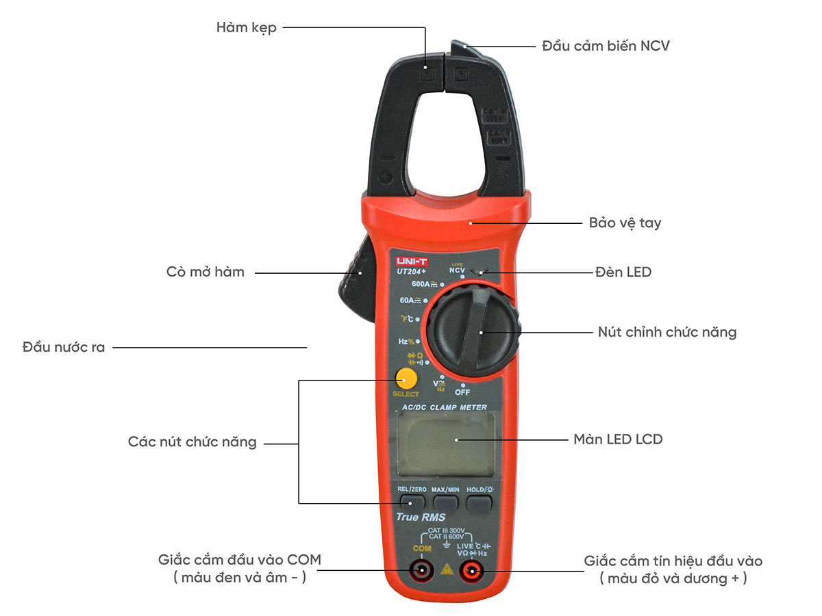 Ampe kìm UNI-T UT204 (AC/DC 600A,True RMS)