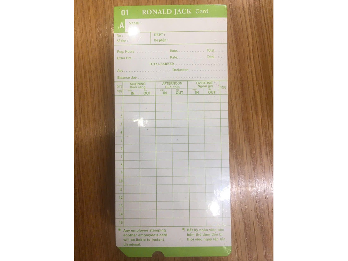 Thẻ giấy chấm công