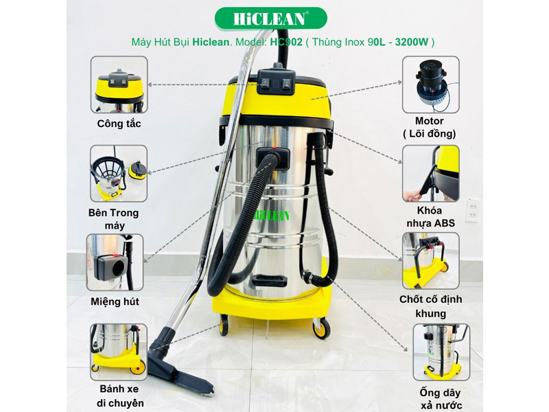 Máy hút bụi nước công nghiệp HiClean HC 902