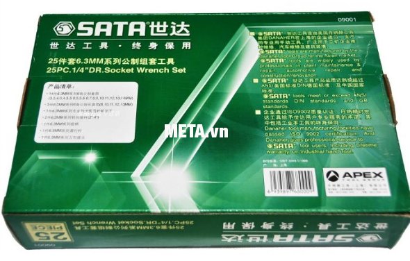 Bộ đầu tuýp 25 chi tiết 1/4 inch (hệ mét) Sata 09001