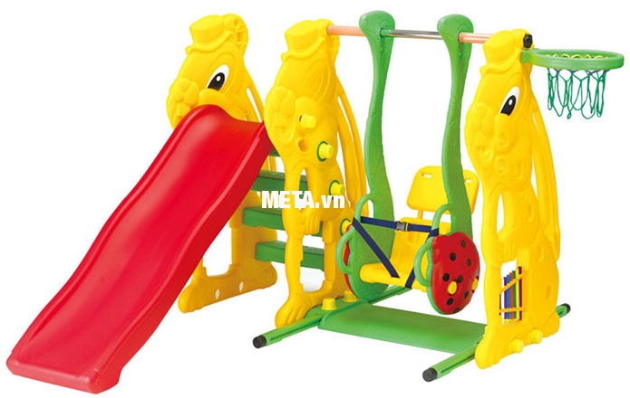 Cầu trượt con thỏ có xích đu và rổ bóng SL-08