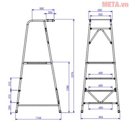 Ghế trọng tài bóng chuyền chân chữ nhật 402600