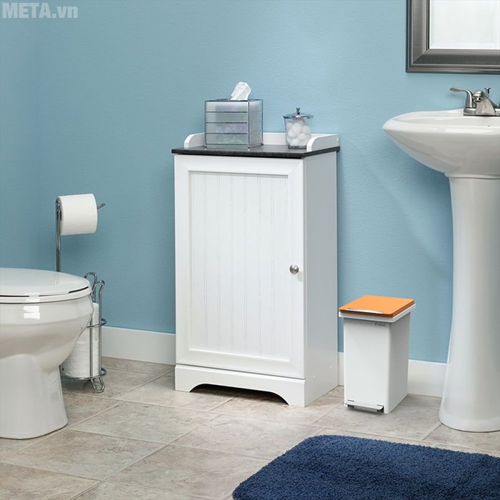 Thùng rác nhựa đạp dòng Compact Fitis PPS1-902 - 10L (trắng cam)