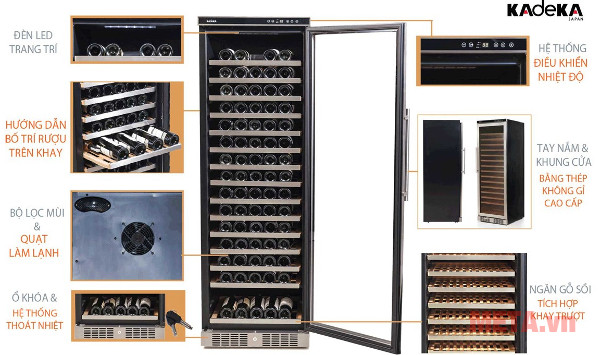 Tủ rượu Kadeka KSJ-168EW - 168 chai