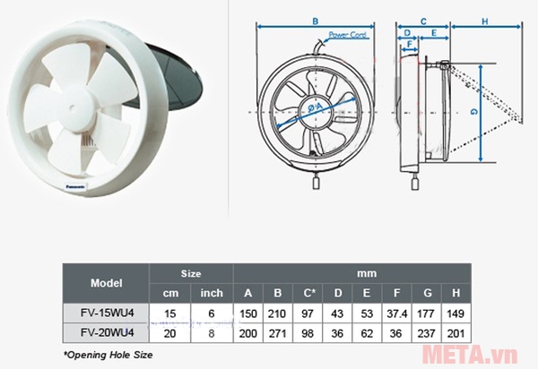 Quạt hút ốp vách kính Panasonic FV-20WU4