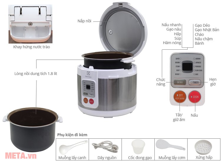 Nồi cơm điện Electrolux ERC3505 (1.8 lít)