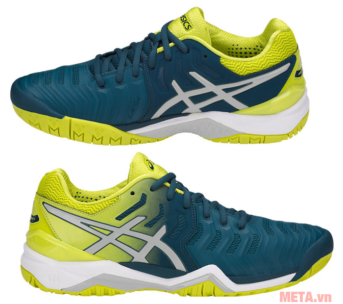 Giay tennis Asics Gel Resolution 7 Blue Yellow E701Y 4589