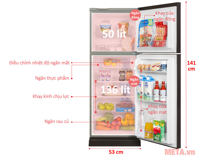 Tủ lạnh AQUA Inverter 186 lít AQR-I209DN(DC)