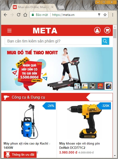 META.vn - Website bán hàng Thể thao, gia dụng, thiết bị y tế chăm sóc sức khỏe chính hãng, nguồn gốc xuất xứ rõ ràng