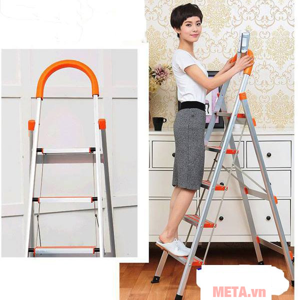 Thang ghế chữ A NiNDA ND-R04 loại 4 bậc, chất liệu nhôm cao cấp | Cân điện  tử Ninda