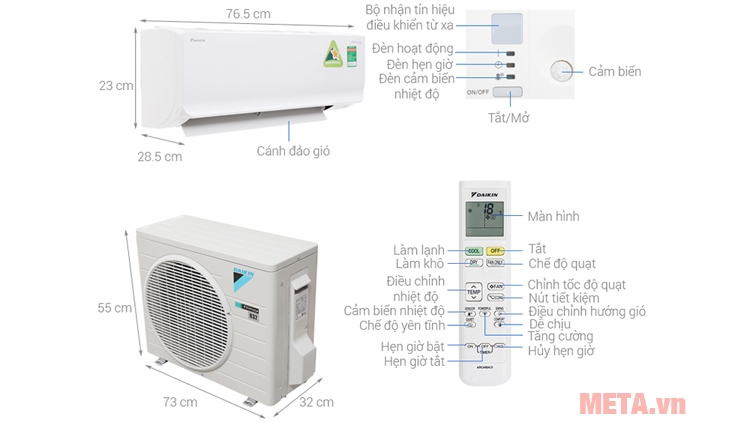 Máy lạnh 1 chiều Daikin Inverter 1.5 HP ATKC35TAVMV
