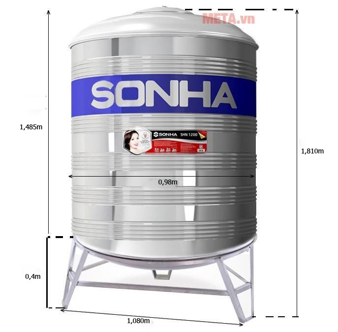 Bồn nước inox Sơn Hà đứng SH1200 (F980) - 1200 lít