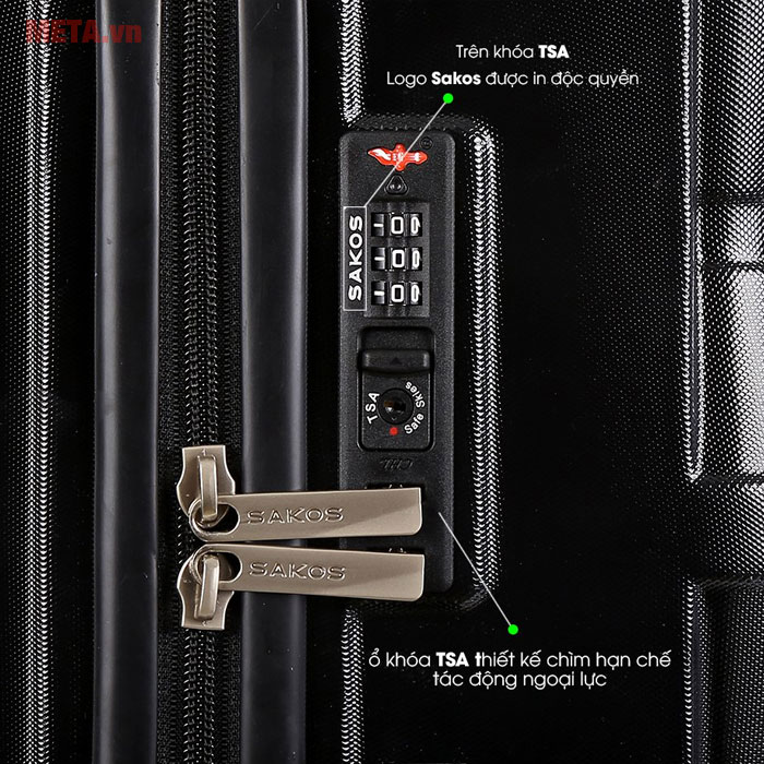 Vali nhựa khung dây kéo Sakos Aurora Z22 (20 inch, 53x35x23cm)