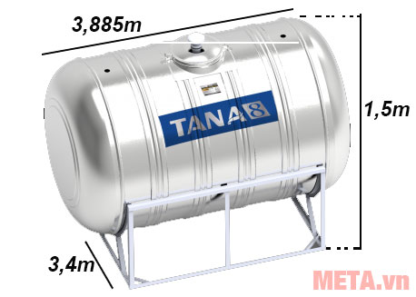 Bồn nước inox Tân Á 8 ngang TA8 6000 (Ø1400) - 6000L