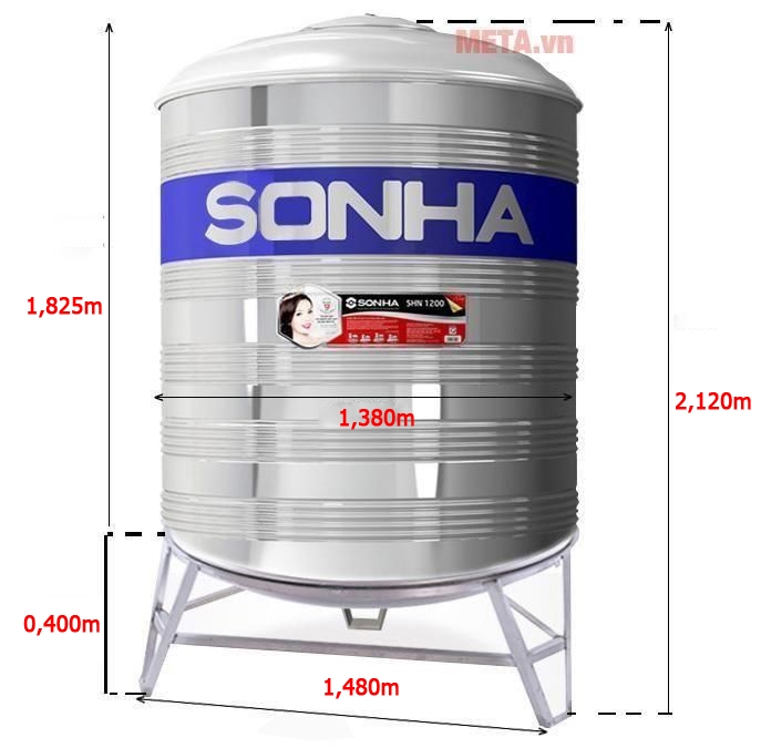 Bồn nước inox Sơn Hà đứng SH2500 (F1380) - 2500 lít